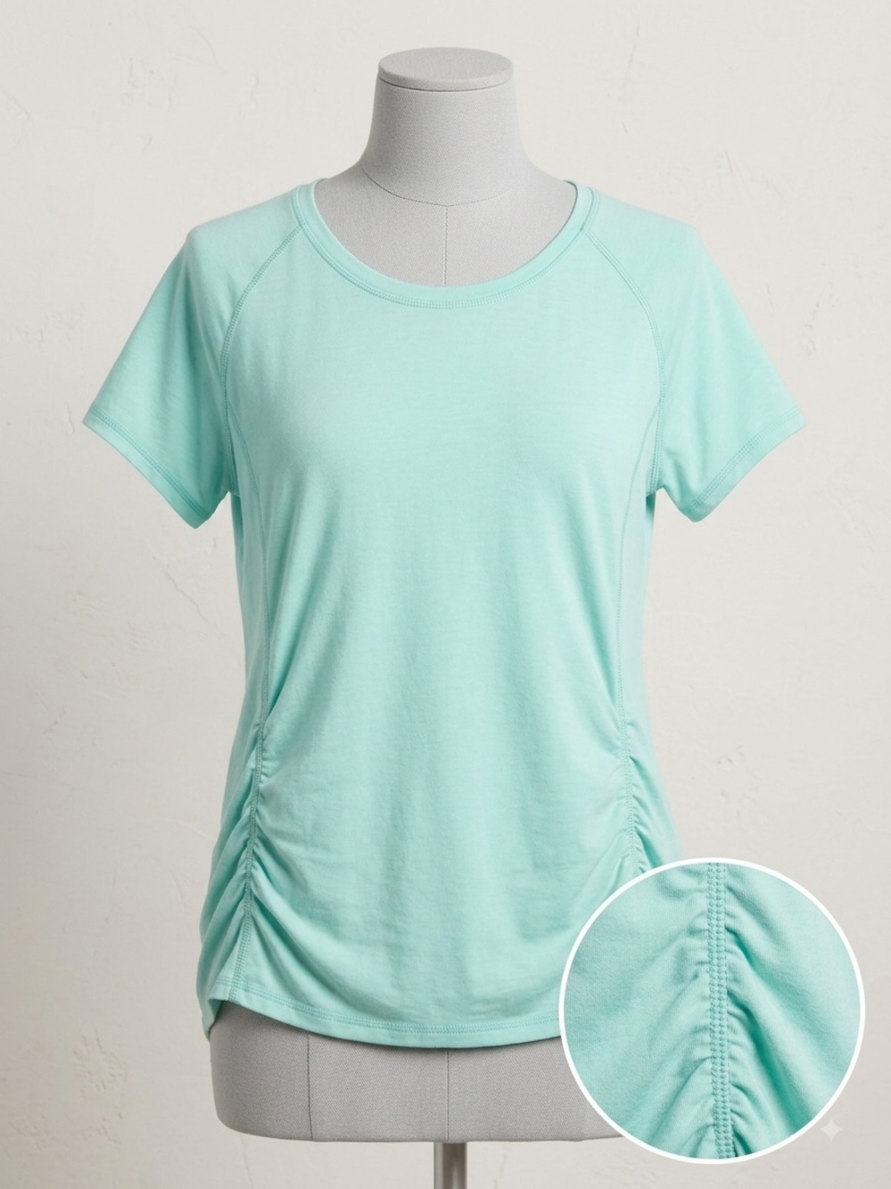 Women's Ruched Side Short Sleeve Top - Mint